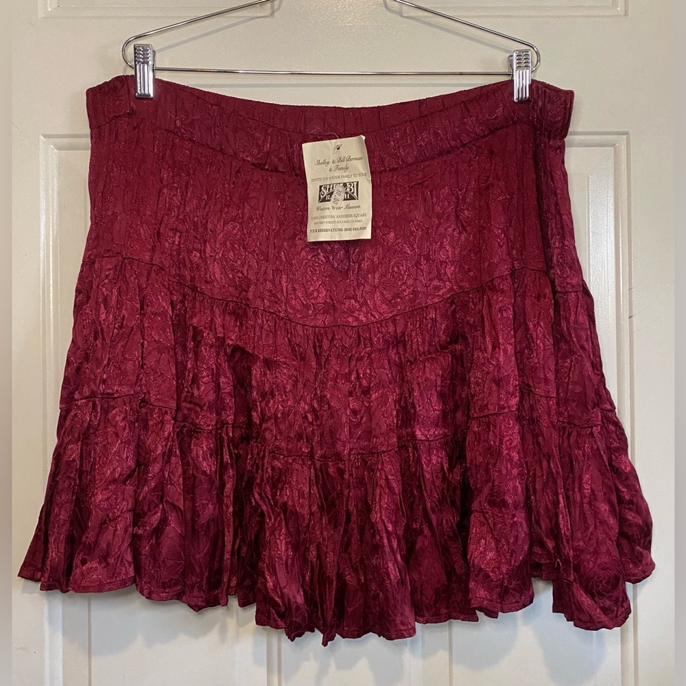 Shelbi Ranch Women’s Vtg One Size Plus 2XL Above Knee Skirt Maroon Floral NWT